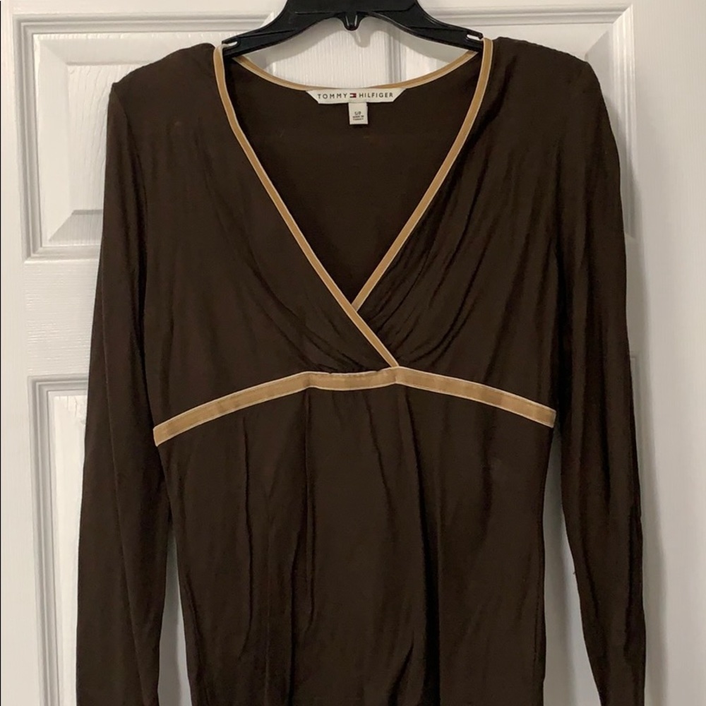 Tommy Hilfiger brown V Neck Blouse